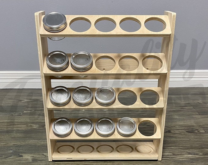 Wall Mounted Mason Jar Holder - 20 Count - Craft Room Storage - Organizer