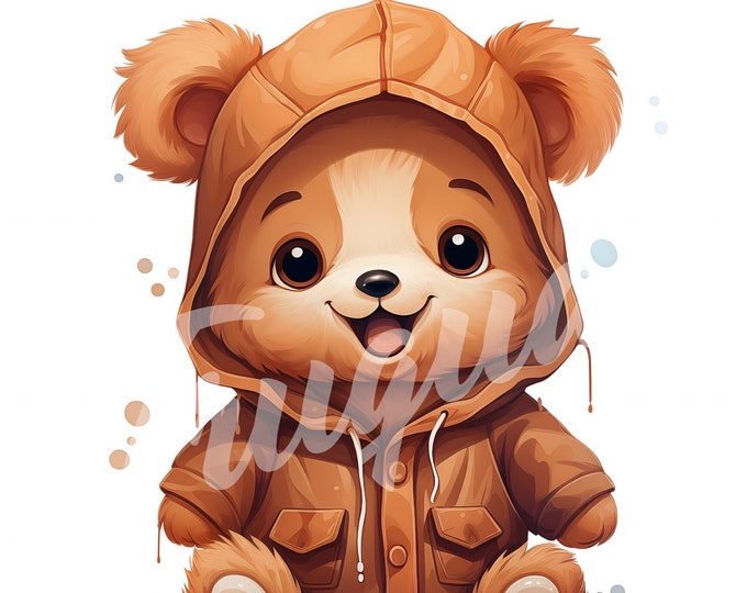 Cute Bear Wearing Jacket JPG, Bear Clipart - Printable Clipart, High Quality JPG Download, Cute Bear
