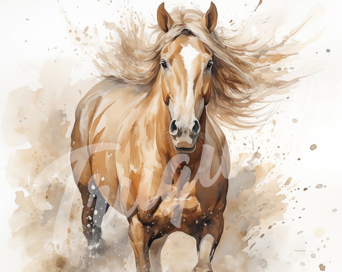 Watercolor Horse JPG, Horse Clipart - Printable Clipart, High Quality JPG Download