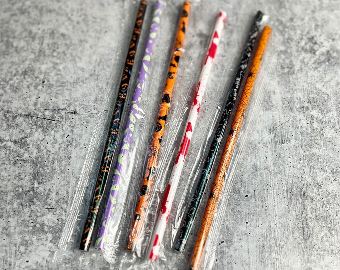 6 Plastic Reusable Halloween Drinking Straws - Party - Entertaining