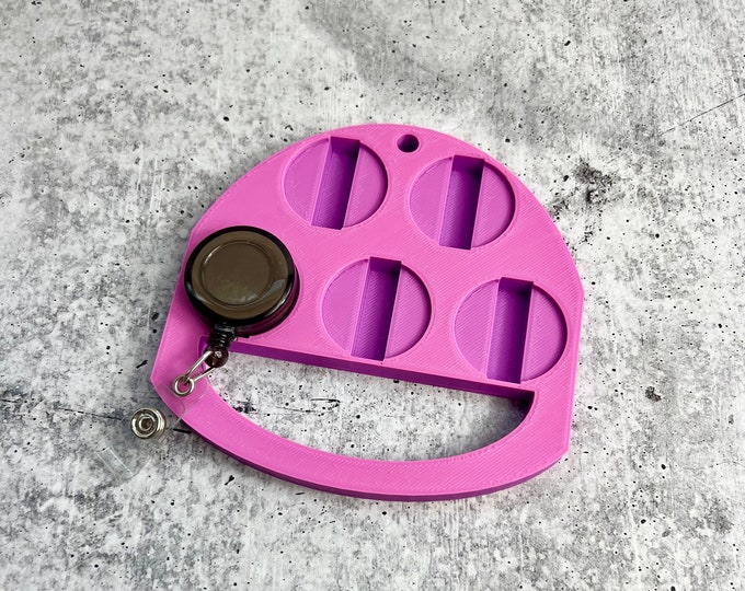 UV Badge Reel Holder - Glitter Badge Reel - Epoxy Badge Reel - Pink