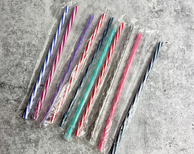 10 Plastic Drinking Straws - Assorted Colors - Party - Entertaining - P3
