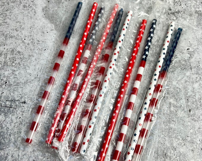 10 Plastic Reusable 4th of July Drinking Straws - Party - Entertaining - Independence Day -