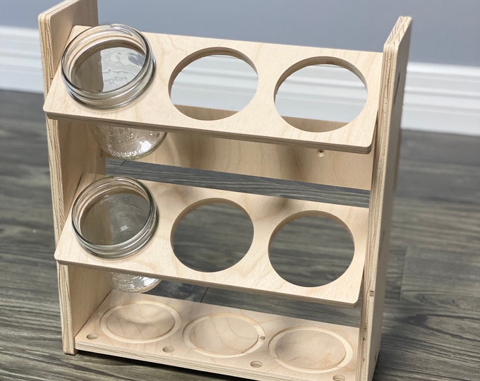 Wall Mounted Mason Jar Holder - 6 Count - Craft Room Storage - Organizer