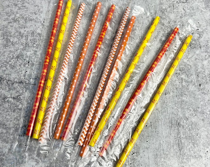 10 Plastic Reusable Fall Drinking Straws - Party - Entertaining - S11