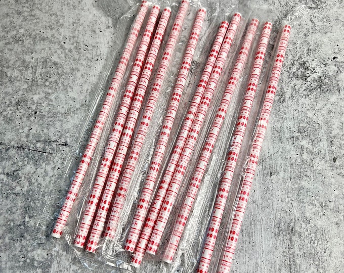 10 Plastic Reusable Drinking Straws - 9" - Party - Entertaining - Christmas - Holiday - S1