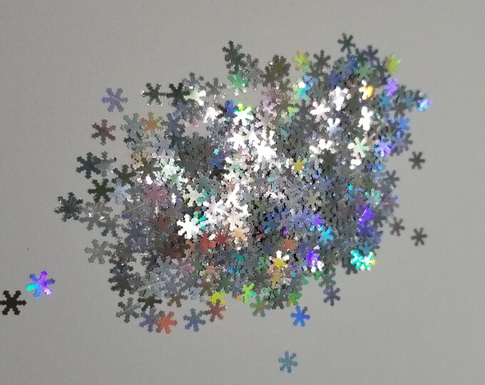 JUNE CLEARANCE - Holographic Silver Snowflakes Custom Glitter Mix - 1/2 oz