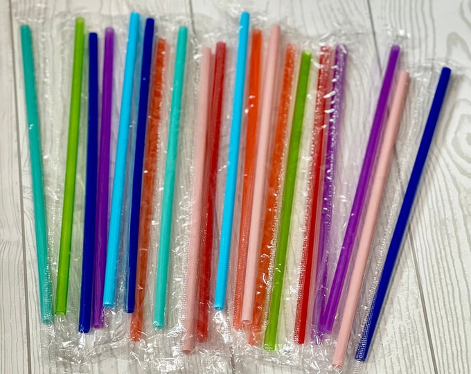 JUNE CLEARANCE - 20 Plastic Drinking Straws - Assorted Colors - Party - Entertaining - H5