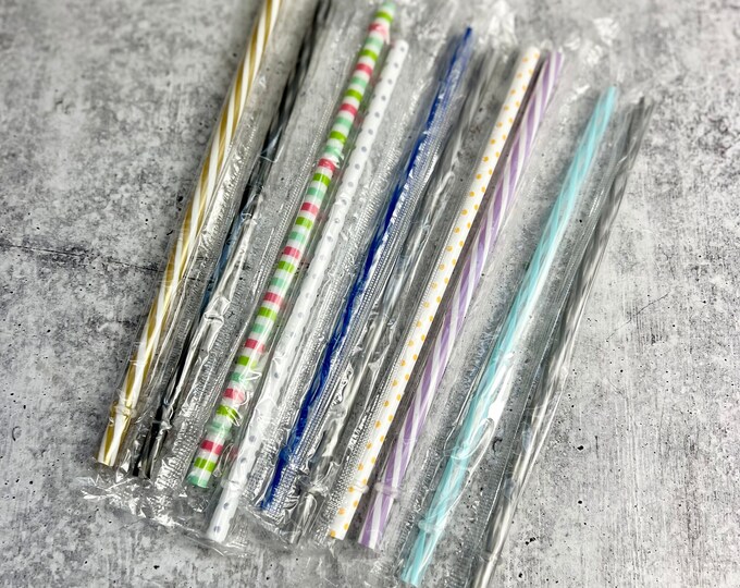 10 Plastic Drinking Straws - Assorted Colors - Party - Entertaining - I1