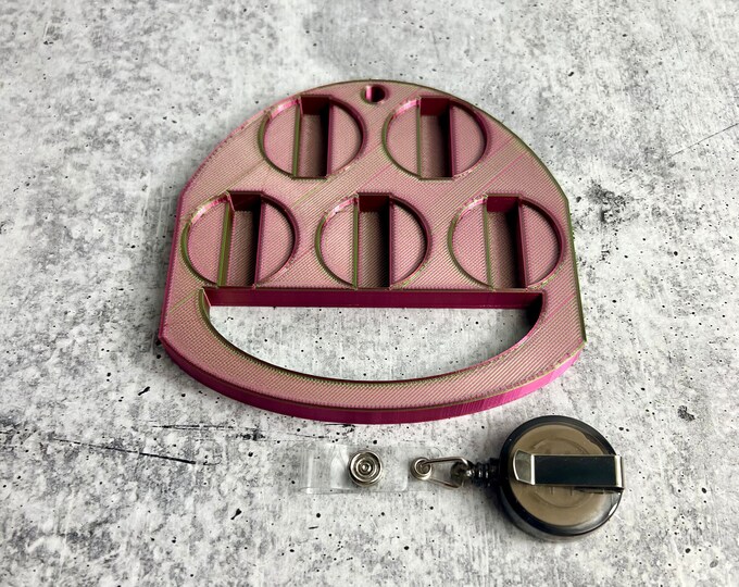 UV Badge Reel Holder - Glitter Badge Reel - Epoxy Badge Reel - Pink / Green