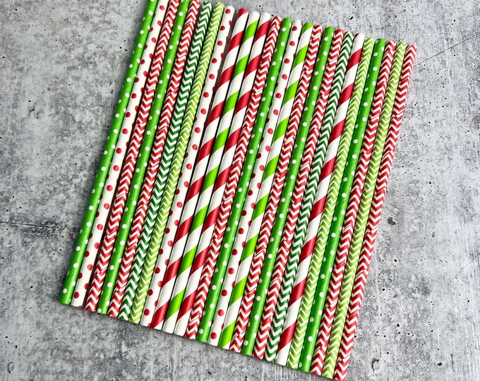 Christmas Paper Straws - Set of 25 - Winter | XMAS | Drinking Straws - E17