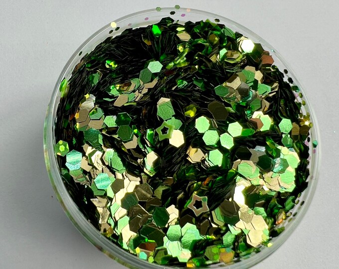 JUNE CLEARANCE - Spring Green Glitter Mix - Available in 1 oz
