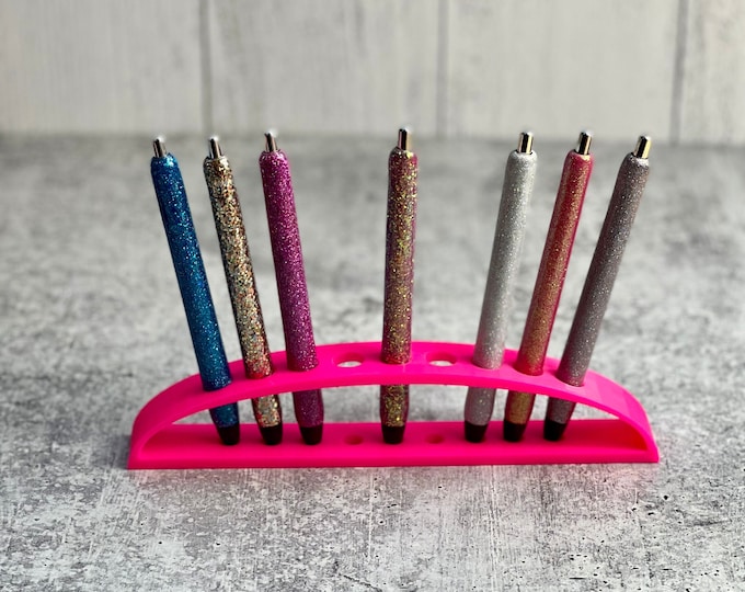 Glitter Pen Stand - Holds 9 Pens  - Pink