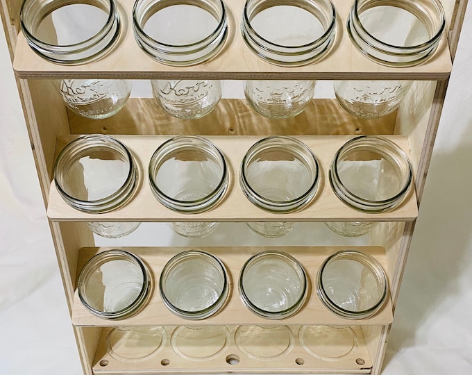 READY TO SHIP - Wall Mounted Mason Jar Holder - 12 Count - Craft Room Storage - Organizer