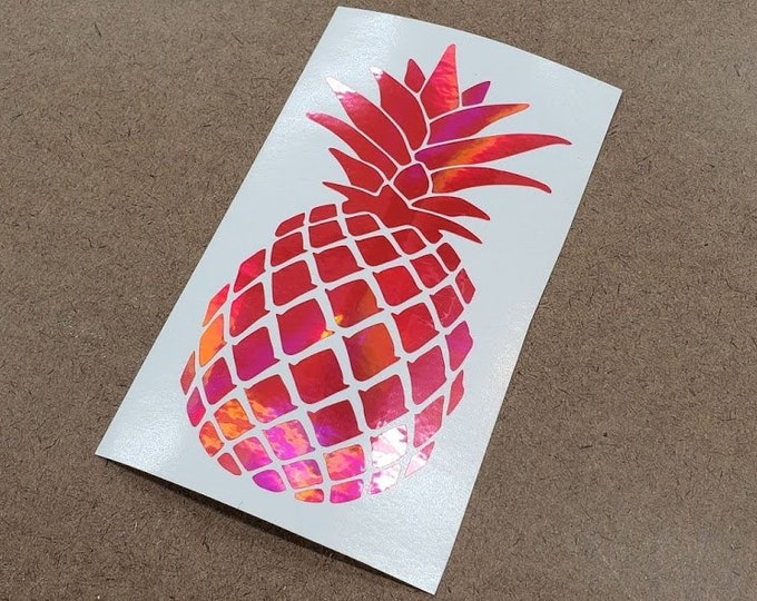Pink Oil Slick Pineapple Vinyl Decal - 3-6 inches - Holographic