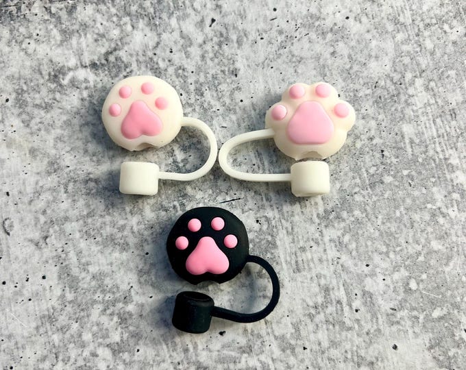 Set of 3 Paw Straw Toppers - 8MM Straws - Cute Straw Topper - Dog