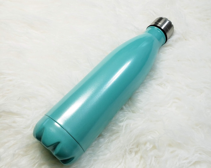 JUNE CLEARANCE - Pearled Turquoise Powder Coated Stainless Steel water bottle, 17 oz