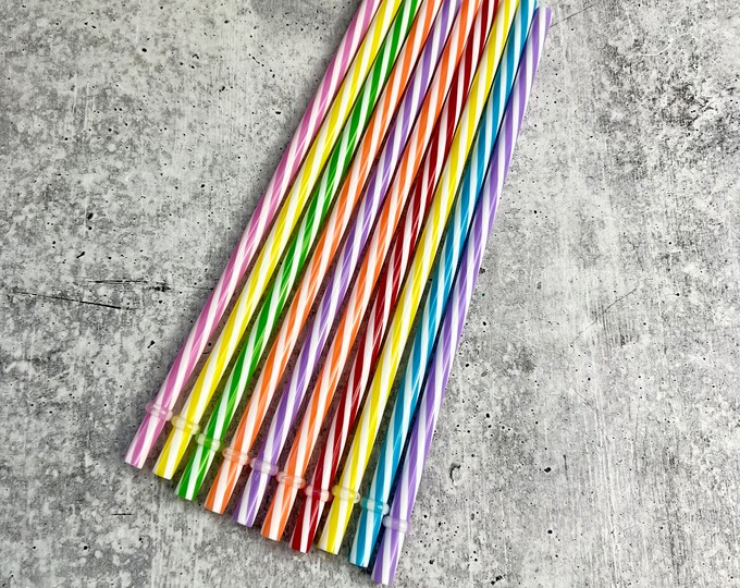 10 Plastic Drinking Straws - Assorted Colors - Party - Entertaining - S4