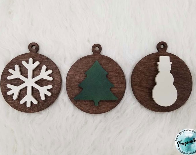 Limited Time Price - Set of 3 Simple, Rustic Christmas Ornament - Farmhouse | Decor | Christmas |