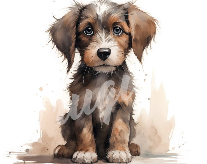 Watercolor Dog JPG, Puppy Clipart - Printable Clipart, High Quality JPG Download