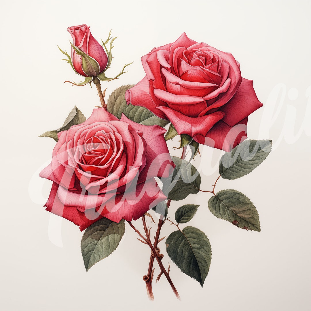 Rose JPG, Roses Clipart Printable Clipart, High Quality JPG Download - Etsy