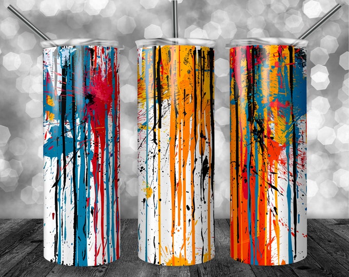 Paint Splatter Pattern | 20oz Sublimation Tumbler  | 9.3 x 8.2” Straight Skinny Tumbler Wrap | PNG Digital Download | Sublimation