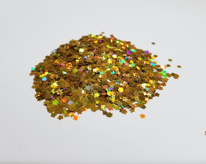 JUNE CLEARANCE - Holographic Gold Flowers Custom Glitter Mix - 1/2 oz