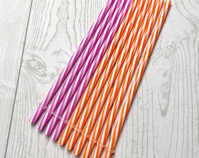 JUNE CLEARANCE - 10 Plastic Drinking Straws - Assorted Colors - Party - Entertaining - V4