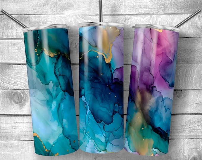 Alcohol Ink | 20oz Sublimation Tumbler  | 9.3 x 8.2” Straight Skinny Tumbler Wrap | PNG Digital Download | Sublimation