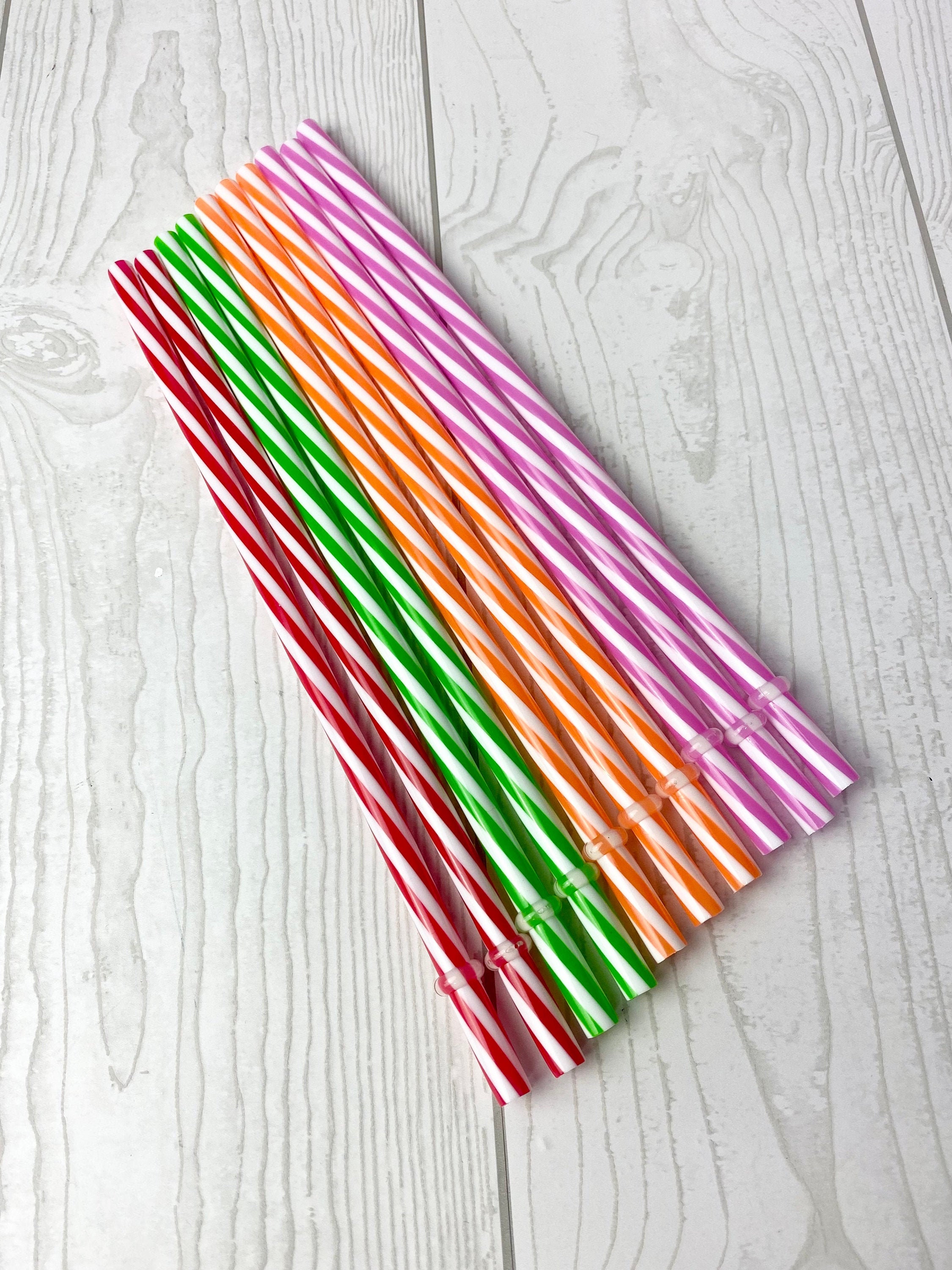 10 Reusable Silicone Drinking Straws - 8 Colors