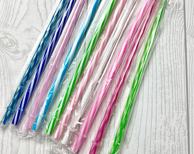 10 Plastic Drinking Straws - Assorted Colors - Party - Entertaining - V18