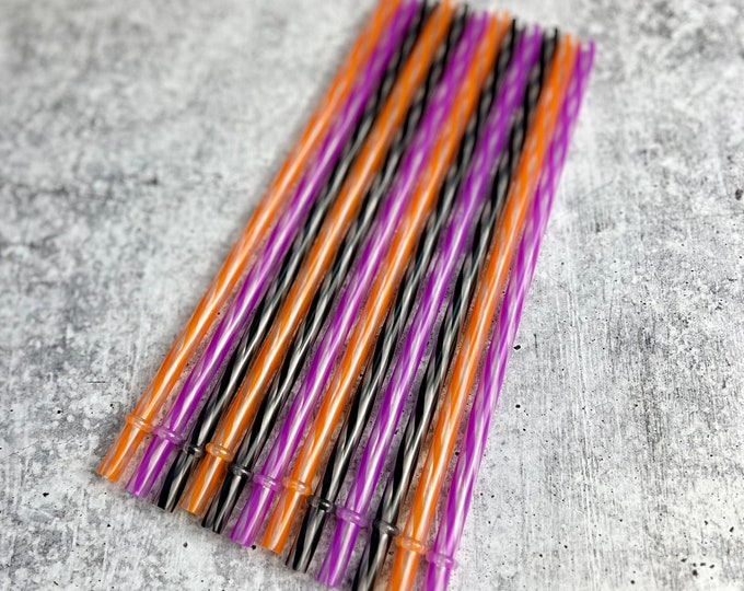12 Plastic Reusable Drinking Straws - 9" - Party - Entertaining - Halloween - Holiday - O10