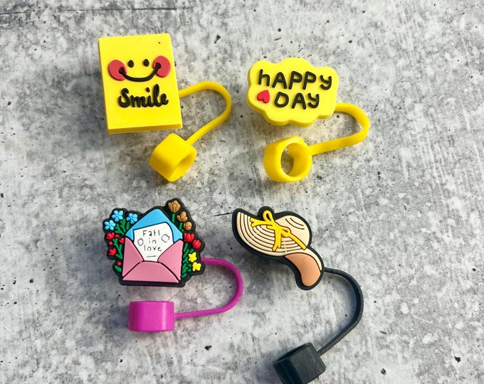 Cute Straw Toppers - 10MM Straws - Cute Straw Toppers - Set of 4