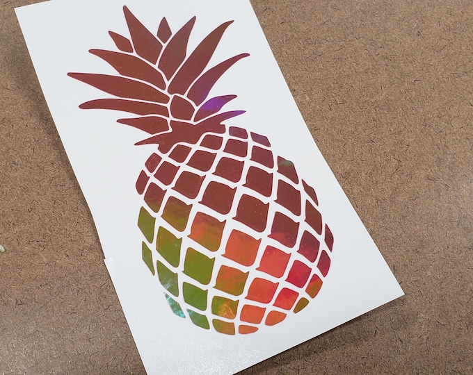 Rose Gold Oil Slick Pineapple Vinyl Decal - 3-6 inches - Holographic
