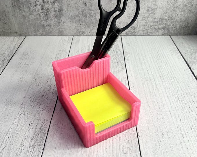 Sticky Note - Pen Holder - Desk Organizer - 3D Printed - Pink Glitter