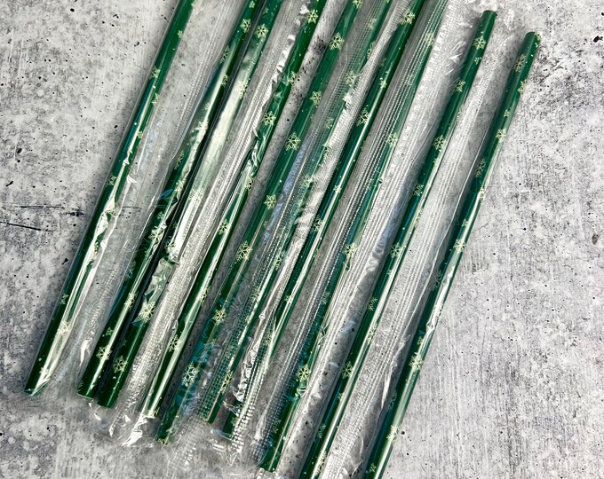 10 Plastic Reusable Drinking Straws - 9" - Party - Entertaining - Christmas - Holiday - W2
