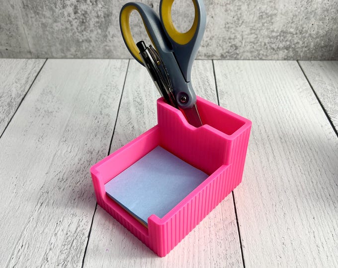 Sticky Note - Pen Holder - Desk Organizer - 3D Printed - Pink