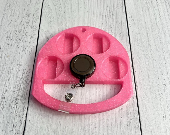 UV Badge Reel Holder - Glitter Badge Reel - Epoxy Badge Reel - Pink