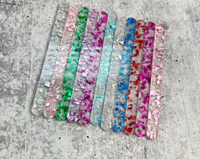 11 - Acrylic Craft Stir Sticks - Paint - Epoxy - Rainbow