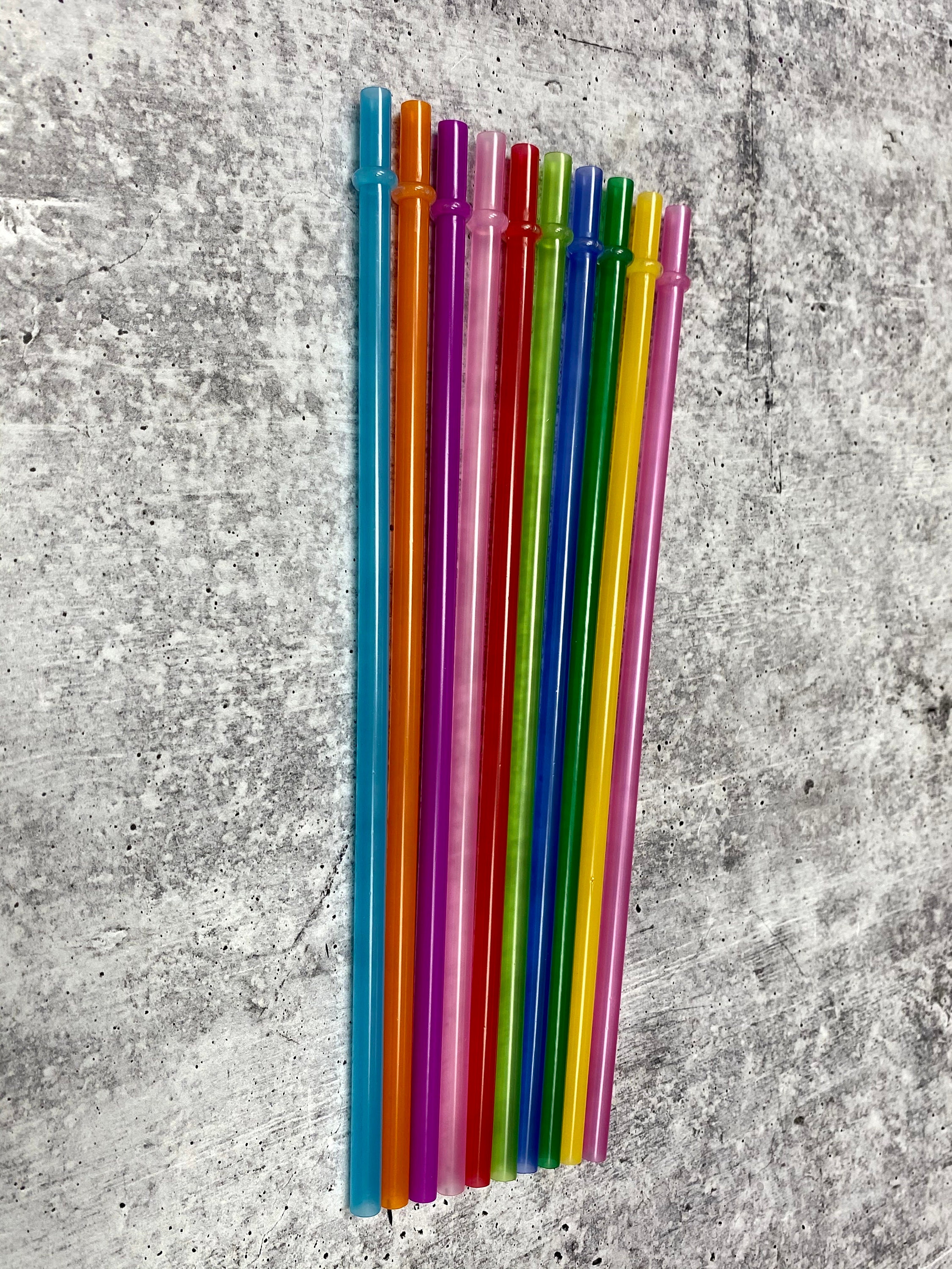 10 Plastic Drinking Straws Assorted Colors Party Entertaining