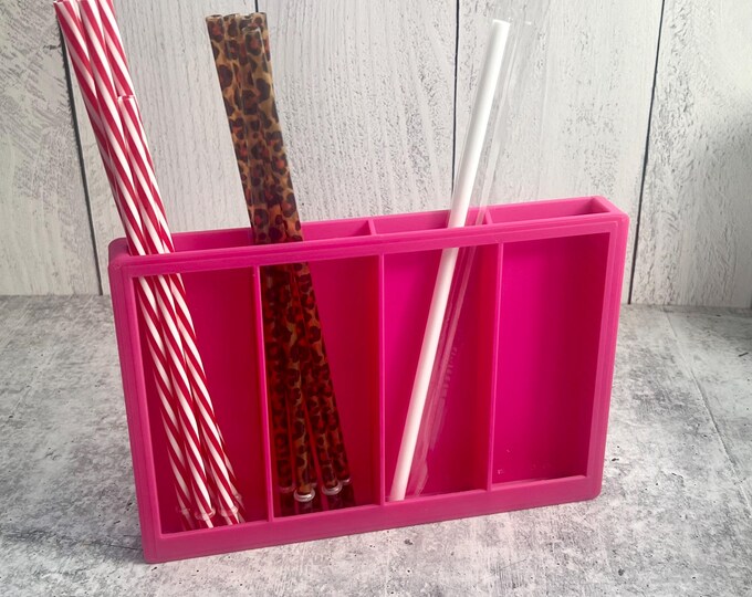 3D Printed Straw Organizer - Straw Holder - Kitchen Organizer -- PINK
