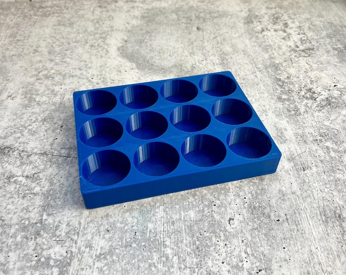 3D Printed Paint Bottle Holder - Holds Twelve 2 oz Paint Bottles - Blue