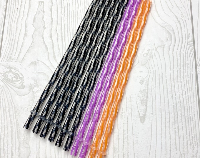 10 Plastic Reusable Drinking Straws - 9" - Party - Entertaining - Halloween - Holiday - V13