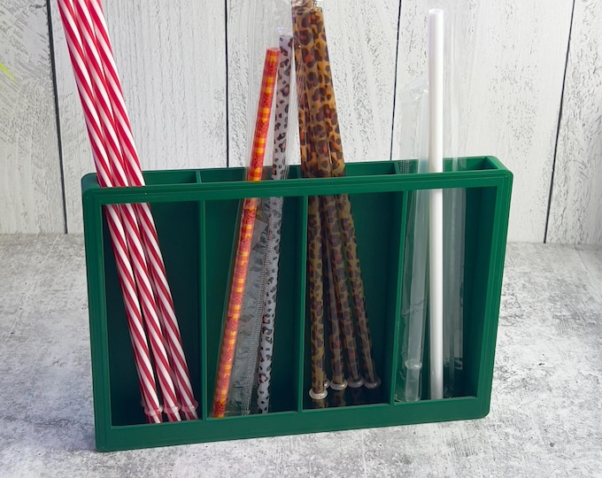 3D Printed Straw Organizer - Straw Holder - Kitchen Organizer -- Green