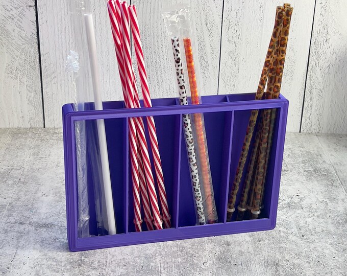 3D Printed Straw Organizer - Straw Holder - Kitchen Organizer -- Purple