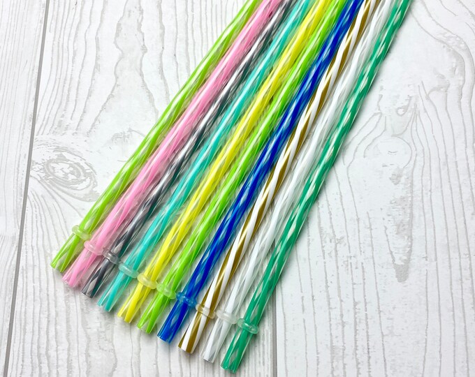 JUNE CLEARANCE - 10 Plastic Drinking Straws - Assorted Colors - Party - Entertaining - V3