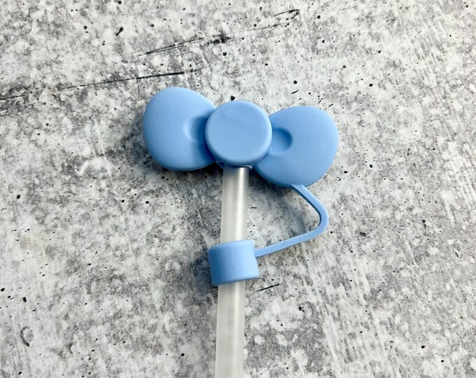 Cute Bow Straw Topper - 10MM Straws - Cute Straw Topper - Bow - Blue