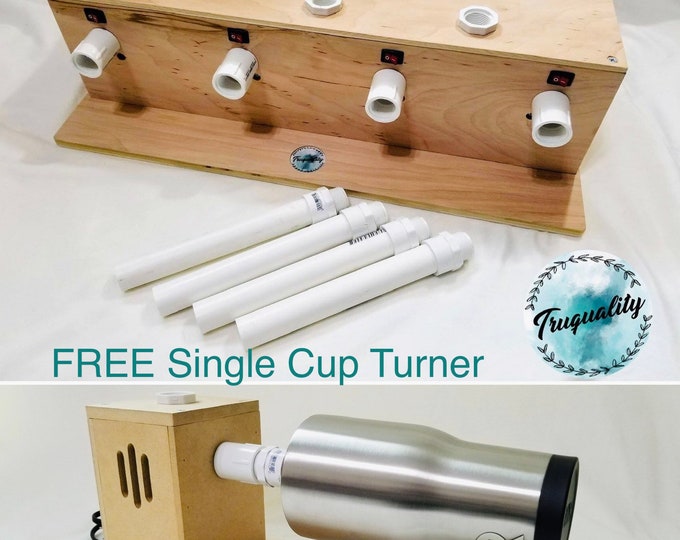LIMITED TIME DEAL - Four Cup Turner with Drying Rack and Cooling Fan - 5-6 rpm motors << Free single cup turner >>
