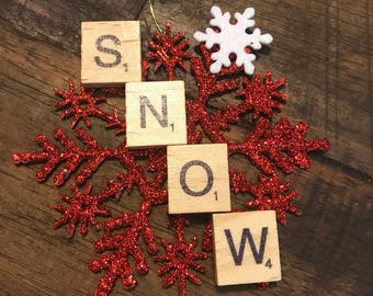 Scrabble Snowflake Christmas Ornament