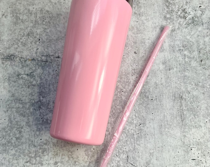 CLEARANCE - 22 Oz Tumbler Blank Stainless Steel Double Wall With Lid And Straw - 22 oz - Pink - Powder Coated - Custom Powder Coated